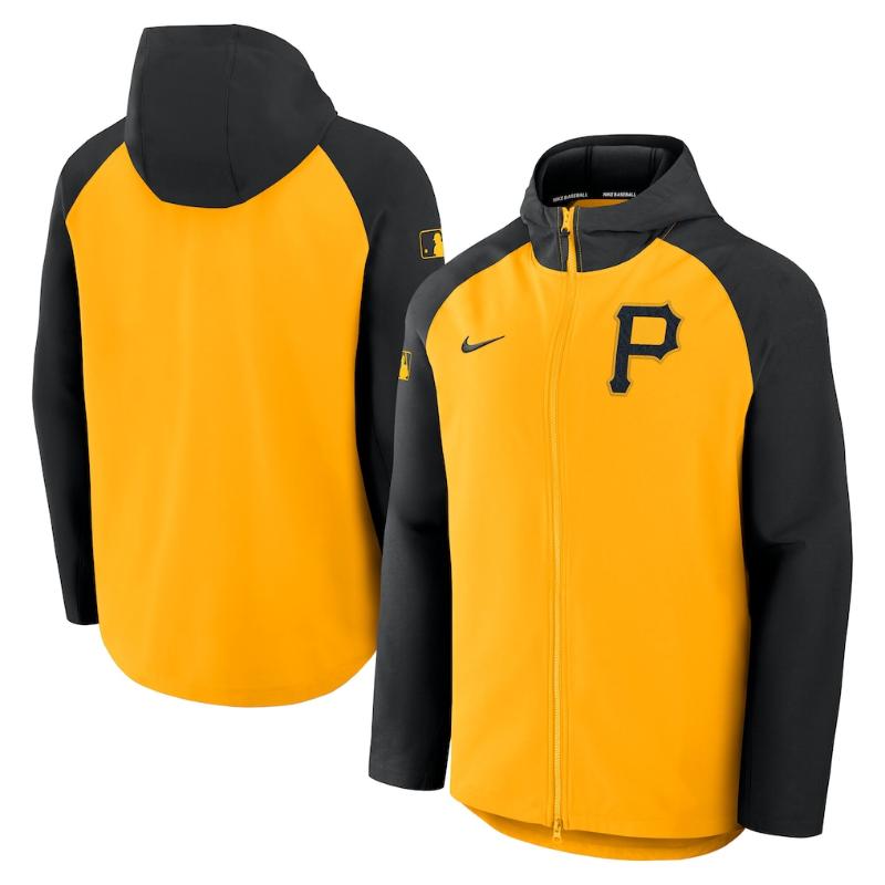 Nike ナイキ MLB メンズ ウィンドブレーカー 上衣 アウター 前掛け ピッツバーグ・パイレーツ Pittsburgh Pirates Authentic Collection Raglan Performance Full-Zip Jacket 【貨物輸送無料】