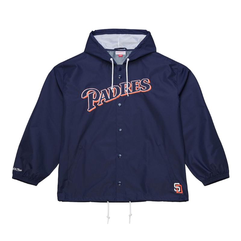 サンディエゴ・パドレス ダルビッシュ有 MLB 定まり品 メンズ ウィンドブレーカー コーチジャケット アウター Mitchell \u0026 Ness ミッチェルアンドネスSan Diego Padres Full-Snap Hooded Coaches Jacket 貨物輸送無料