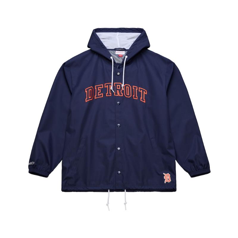 自動車の街・タイガース MLB 定まり品 メンズ ウィンドブレーカー コーチジャケット アウター Mitchell \u0026 Ness ミッチェルアンドネスDetroit Tigers Full-Snap Hooded Coaches Jacket 貨物輸送無料