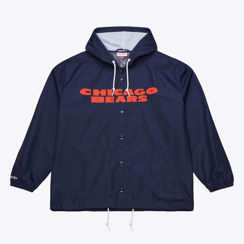 シカゴ・ベアーズ NFL 定め事品 メンズ ウィンドブレーカー コーチジャケット アウター Mitchell \u0026 Ness ミッチェルアンドネス Chicago Bears Coaches Full-Snap Hooded Windbreaker Jacket 貨物輸送無料