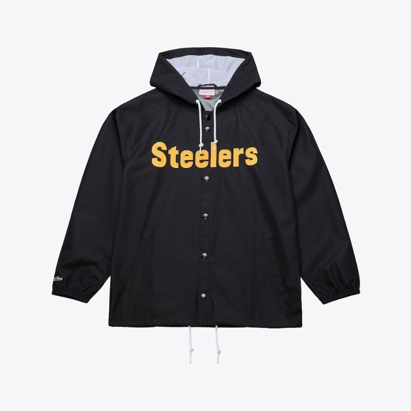 ピッツバーグ・スティーラーズ NFL 定め事品 メンズ ウィンドブレーカー コーチジャケット アウター Mitchell \u0026 Ness ミッチェルアンドネス Pittsburgh Steelers Coaches Full-Snap Hooded Windbreaker Jacket 貨物輸送無料