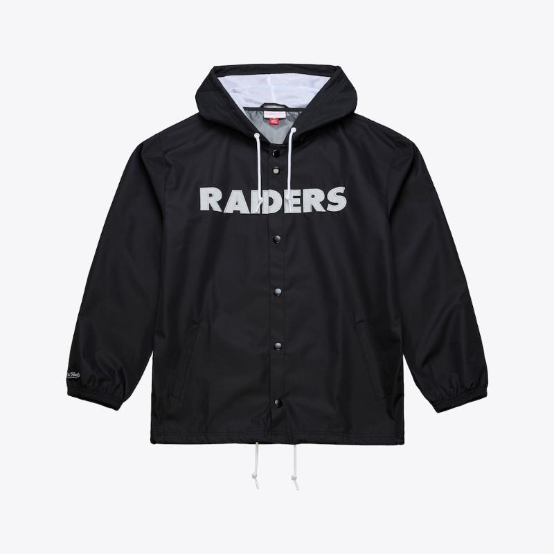 ラスベガス・レイダース NFL 定め事品 メンズ ウィンドブレーカー コーチジャケット アウター Mitchell \u0026 Ness ミッチェルアンドネス Las Vegas Raiders Coaches Full-Snap Hooded Windbreaker Jacket 貨物輸送無料