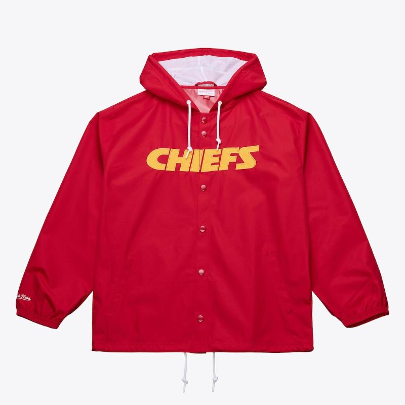 カンザスシティ・チーフス NFL 定め事品 メンズ ウィンドブレーカー コーチジャケット アウター Mitchell \u0026 Ness ミッチェルアンドネス Kansas City Chiefs Coaches Full-Snap Hooded Windbreaker Jacket 貨物輸送無料