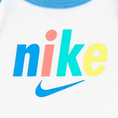 ナイキ Nike カラフルswwosh 女の子用カバーオール 男の子用ロンパース Blue ボディースーツ3点セット White