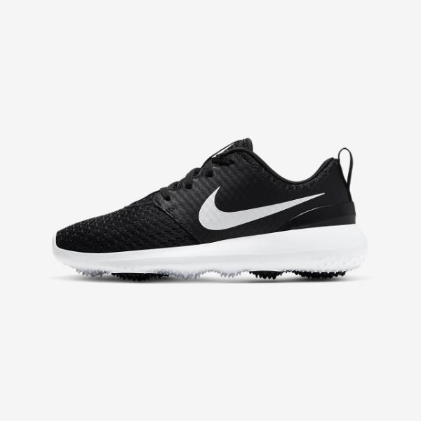 【貨物輸送無料】【成年者も聞き入れる】 nike ナイキ ゴルフシューズ Nike Roshe G Jr. Golf Shoes（Black/White/Metallic White） 909250-007 スニーカー 靴 打ちっぱなし