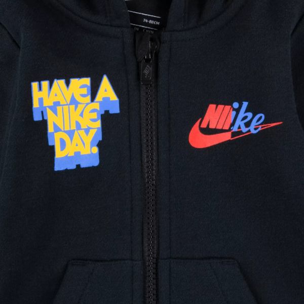 国内外の人気 Nike ナイキ 男の子用カラフルなロゴが可愛いhave A Nike Dayフード付きカバーオール Black ロンパース ジャンプスーツ パーカー 出産祝い Fucoa Cl