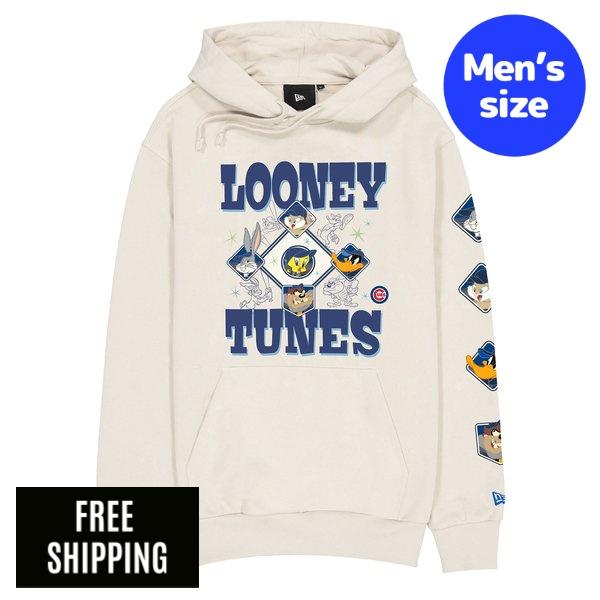 MLB メンズ パーカー New Era ニュー内鰓 風の強い町・カブス 今永昇太 鈴木誠也 Chicago Cubs Looney Tunes Diamond Chrome White Hoodie 貨物輸送無料