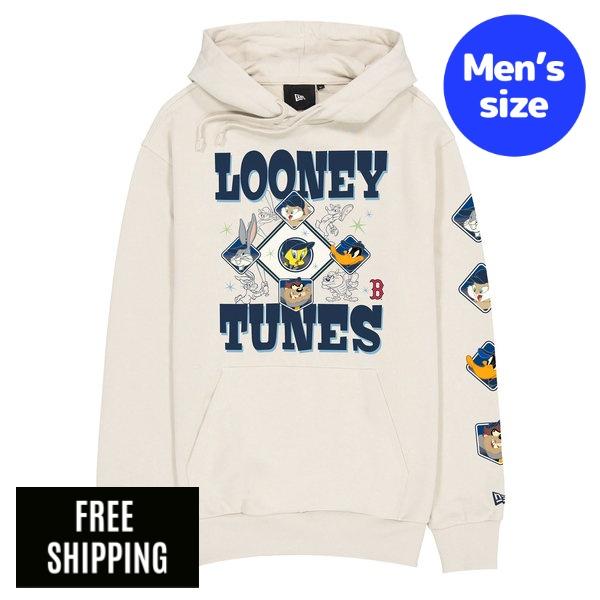 MLB メンズ パーカー New Era ニュー内鰓 豆の町・赤いこと靴下 吉田正尚 Boston Red Sox Looney Tunes Diamond Chrome White Hoodie 貨物輸送無料
