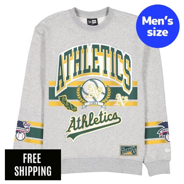 MLB メンズ トレーナー New Era ニューエラ アスレチックス Athletics Sport Classics Vintage Gray Crewneck 送料無料|USキッズウェア店