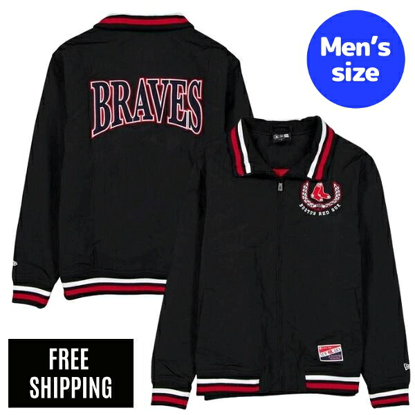 MLB メンズ ウィンドブレーカー ジャケット アウター New Era ニューエラ アトランタ・ブレーブス Atlanta Braves Throwback Laurel Jacket 送料無料｜USキッズウェア店