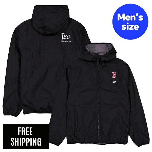 MLB メンズ ウィンドブレーカー 上衣 アウター New Era ニュー内鰓 豆の町・赤いこと靴下 吉田正尚 Boston Red Sox Logo Essentials Black Full-Zip Windbreaker 貨物輸送無料