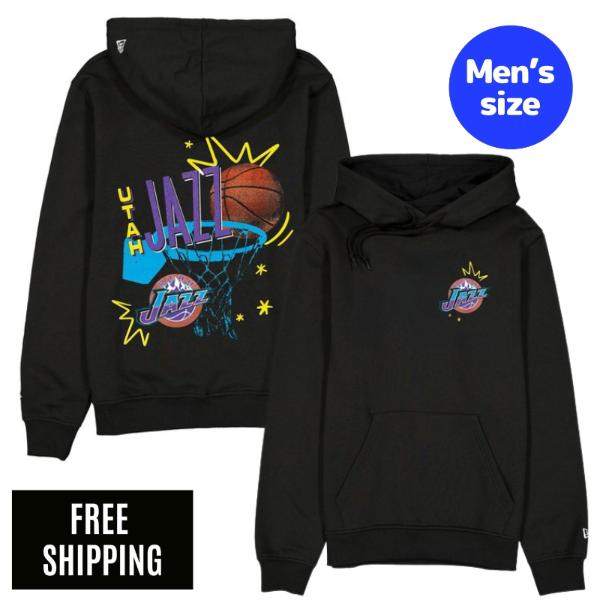 NBA モルモンの州・ズージャー メンズ パーカー 長袖トップス New Era ニュー内鰓 Utah Jazz Hardwood Classics 90s Hoodie 貨物輸送無料