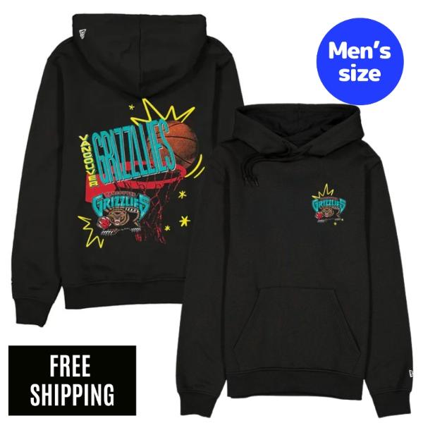 NBA メンフィス・グリズリーズ ジャ・モラント メンズ パーカー 長袖トップス New Era ニュー内鰓 Memphis Grizzlies Hardwood Classics 90s Hoodie 貨物輸送無料
