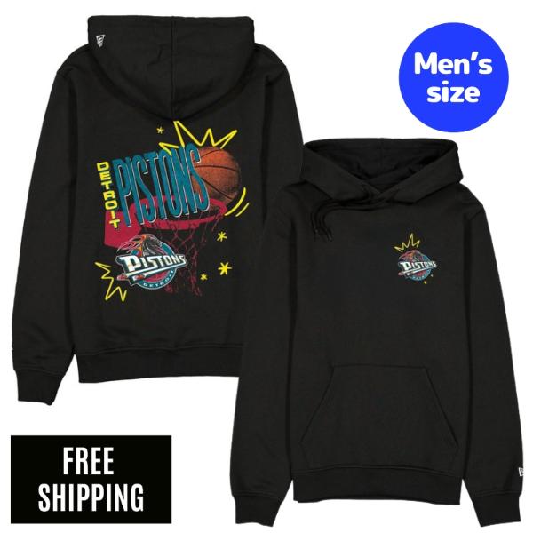 NBA デトロイト・ピストンズ メンズ パーカー 長袖トップス New Era ニュー内鰓 Detroit Pistons Hardwood Classics 90s Hoodie 貨物輸送無料