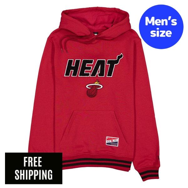 NBA マイアミ・ヒート メンズ パーカー 長袖トップス New Era ニュー内鰓 Miami Heat Throwback Felt Logo Hoodie 貨物輸送無料
