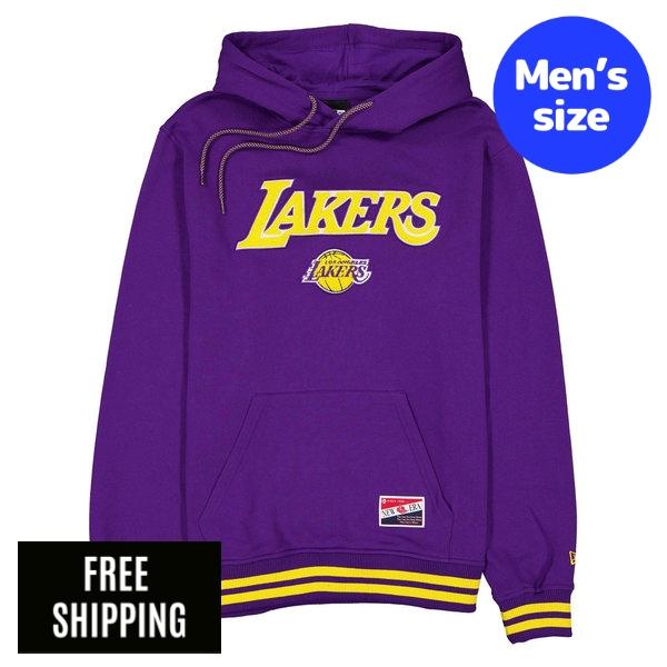 NBA ロサンゼルス・レイカーズ レブロン・ウィリアム・ジェームズ 八村塁 ルカ・ドンチッチ メンズ パーカー 長袖トップス New Era ニュー内鰓 Los Angeles Lakers Throwback Felt Logo Hoodie 貨物輸送無料