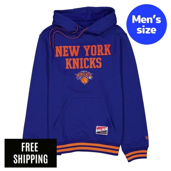 NBA ニューヨーク州・ニックス メンズ パーカー 長袖トップス New Era ニュー内鰓 New York Knicks Throwback Felt Logo Hoodie 貨物輸送無料