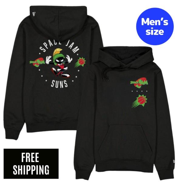 NBA フェニックス・サンズ メンズ パーカー 長袖トップス New Era ニュー内鰓 Space Jam x Phoenix Suns Black Hoodie 貨物輸送無料