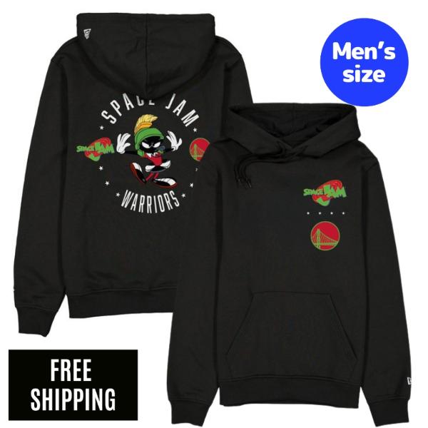 NBA ゴールデンステイト・ウォリアーズ ステフィン・カリー メンズ パーカー 長袖トップス New Era ニュー内鰓 Space Jam x Golden State Warriors Black Hoodie 貨物輸送無料
