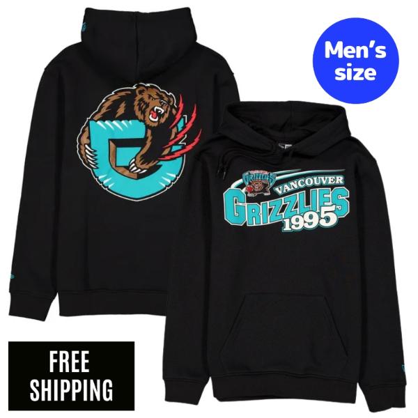NBA バンクーバー・グリズリーズ メンズ パーカー 長袖トップス New Era ニュー内鰓 Vancouver Grizzlies Retro Black Hoodie 貨物輸送無料