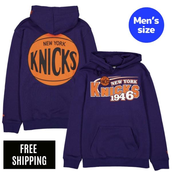 NBA ニューヨーク州・ニックス メンズ パーカー 長袖トップス New Era ニュー内鰓 New York Knicks Retro Blue Hoodie 貨物輸送無料
