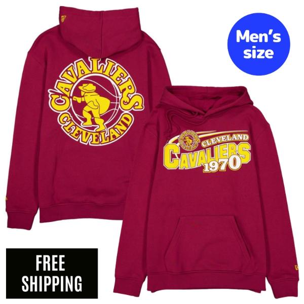 NBA クリーブランド・キャバリアーズ メンズ パーカー 長袖トップス New Era ニュー内鰓 Cleveland Cavaliers Retro Red Hoodie 貨物輸送無料