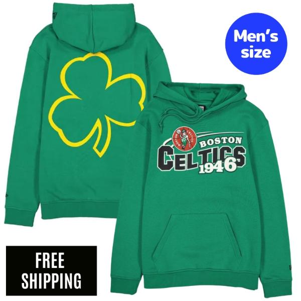 NBA ボストン・セルティックス メンズ パーカー 長袖トップス New Era ニュー内鰓 Boston Celtics Retro Green Hoodie 貨物輸送無料