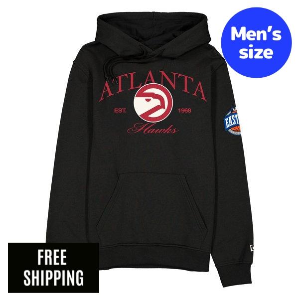 NBA ジョージアの州都・ホークス メンズ パーカー 長袖トップス New Era ニュー内鰓 Atlanta Hawks 1972-1995 Hardwood Classics Black Hoodie 貨物輸送無料