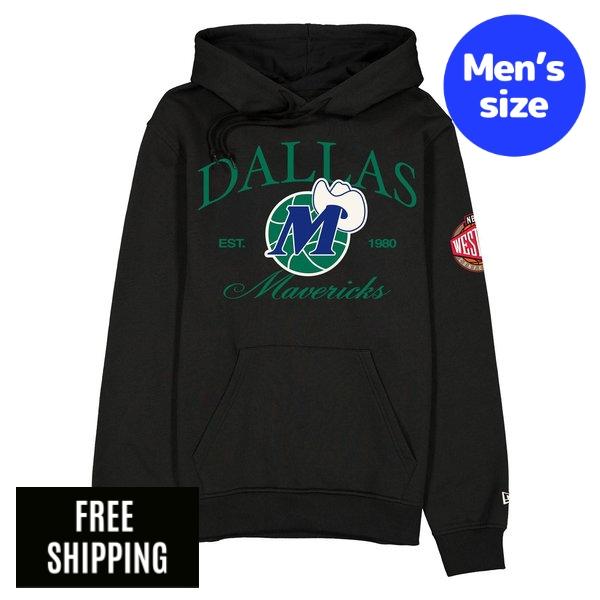 NBA ダラス・マーベリックス カイリー・アービング メンズ パーカー 長袖トップス New Era ニュー内鰓 Dallas Mavericks 1980-2000Hardwood Classics Black Hoodie 貨物輸送無料