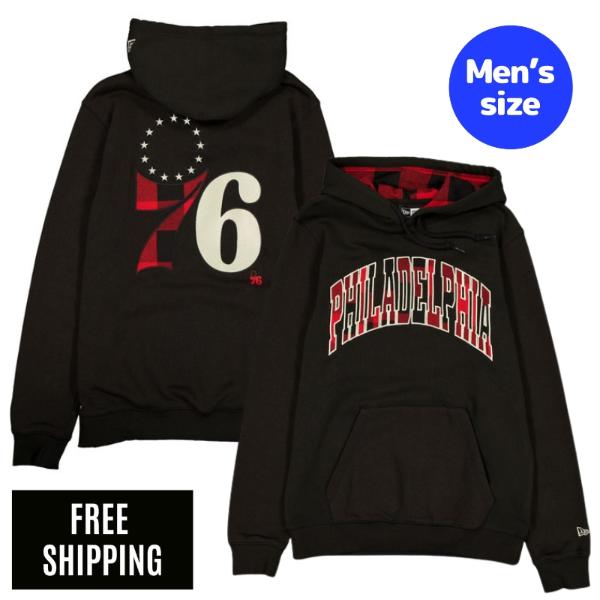 NBA 兄弟愛の都市・76ers メンズ パーカー 長袖トップス New Era ニュー内鰓 Philadelphia 76ers Evergreen Check Hoodie 貨物輸送無料