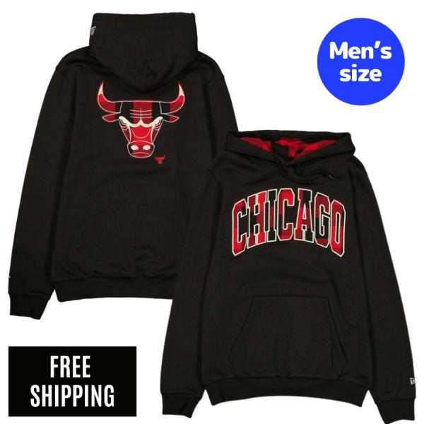 NBA 風の強い町・ブルズ メンズ パーカー 長袖トップス New Era ニュー内鰓 Chicago Bulls Evergreen Check Hoodie 貨物輸送無料