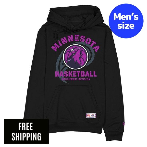 NBA ミネソタ・ティンバーウルブズ アンソニー・エドワーズ メンズ パーカー 長袖トップス New Era ニュー内鰓 Minnesota Timberwolves 2025 City Edition Black Hoodie 貨物輸送無料