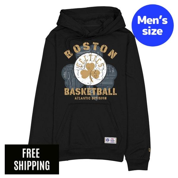 NBA ボストン・セルティックス メンズ パーカー 長袖トップス New Era ニュー内鰓 Boston Celtics 2025 City Edition Black Hoodie 貨物輸送無料