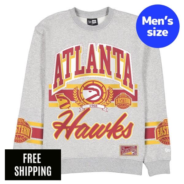 NBA アトランタ・ホークス メンズ トレーナー 長袖トップス New Era ニューエラ Atlanta Hawks Sport Classics Vintage Gray Crewneck 送料無料｜USキッズウェア店