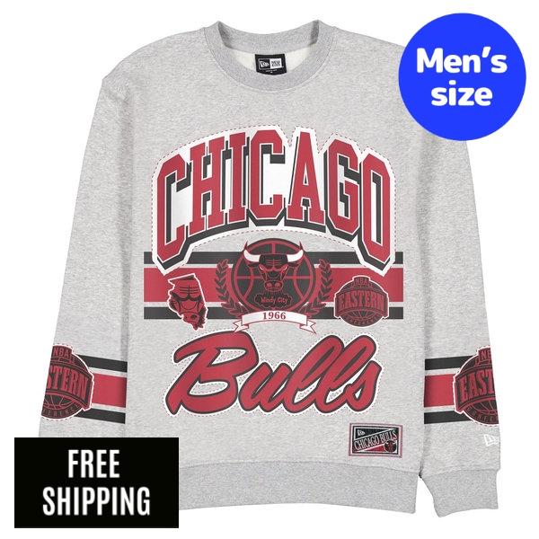 NBA シカゴ・ブルズ メンズ トレーナー 長袖トップス New Era ニューエラ Chicago Bulls Sport Classics Vintage Gray Crewneck 送料無料|USキッズウェア店