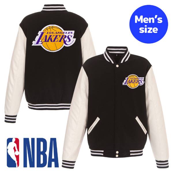 【送料無料】 NBA公式 JH Design メンズ アウター スタジャン バーシティジャケット ロサンゼルス・レイカーズ レブロン・ジェームズ 八村塁 LA Lakers Reversible Faux Leather Sleeves Varsity Jacket