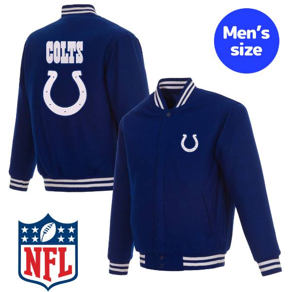 【貨物輸送無料】 NFL堅苦しさ JH Design メンズ アウター スタジャン リバーシブルジャケット バーシティジャケット 前掛け 鎧球 インディアナポリス・コルツ Indianapolis Colts Reversible Wool Jacket コート・ジャケット-メンズファッション