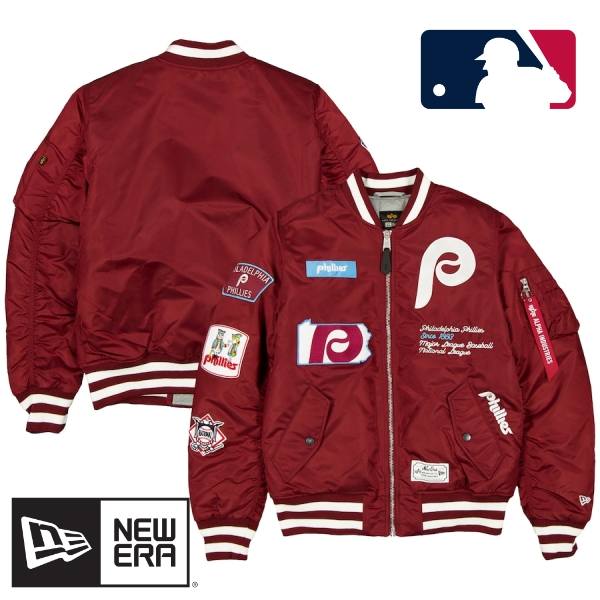 【送料無料】 MLB公式 正規品 メジャーリーグオフィシャル メンズ スタジャン ボンバージャケット MA-1 アウター ジャンパー ニューエラ New Era x Alpha Industries フィラデルフィア・フィリーズ Philadelphia Phillies Full-Zip Bomber Jacket
