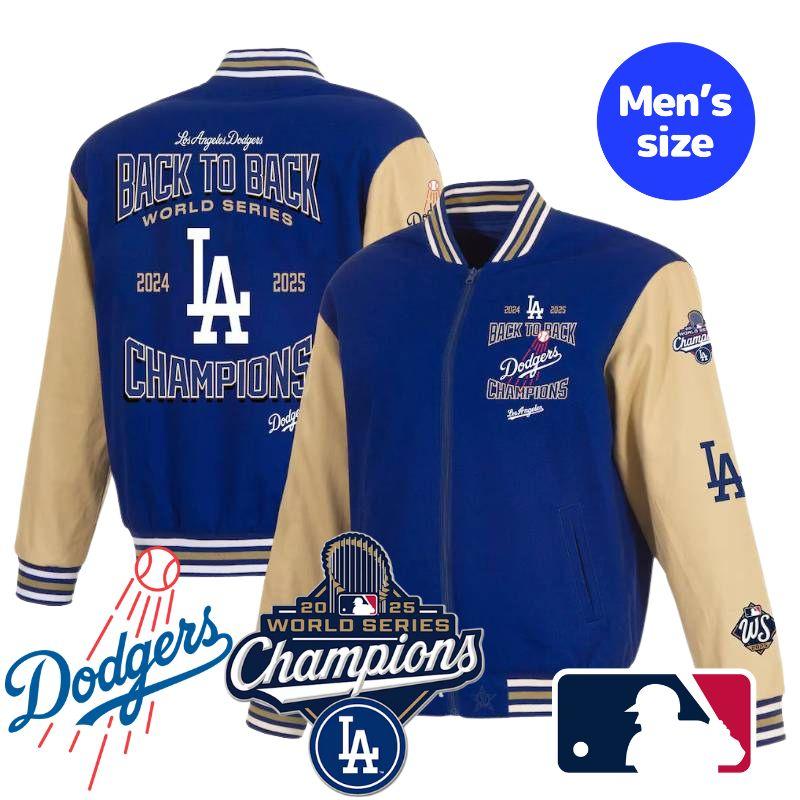 MLB公式 JH Design メンズ ジャケット スタジャン アウター 2025ワールドシリーズ優勝記念 ロサンゼルス・ドジャース 大谷翔平 山本由伸 Los Angeles Dodgers 2025 World Series Champions Twill Jacket 【2026年4-5月頃の発送予定】【返品・サイズ交換不可】