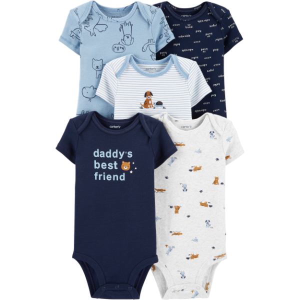 楽天市場 コーデパンツとのセット割6000円 カーターズ ロンパース 男の子用daddy S Best Friendスマイルワンちゃん半袖 ボディースーツ5枚セット ボディスーツ パジャマ 出産祝い 肌着 Carter S Usキッズウェア楽天市場店