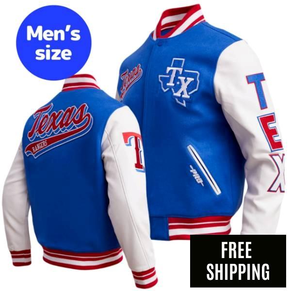 【送料無料】 Pro Standard プロスタンダード MLB メンズ アウター バーシティジャケット スタジャン テキサス・レンジャーズ TEXAS RANGERS SCRIPT TAIL VARSITY｜USキッズウェア店