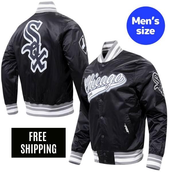 【貨物輸送無料】 Pro Standard 労働者階級判定基準 MLB 大リーグ競技団体 メンズ ナイロン上衣 スタジャン アウター 前掛け 風の強い町・白いこと靴下 CHICAGO WHITE SOX SCRIPT TAIL SATIN JACKET コート・ジャケット-メンズファッション