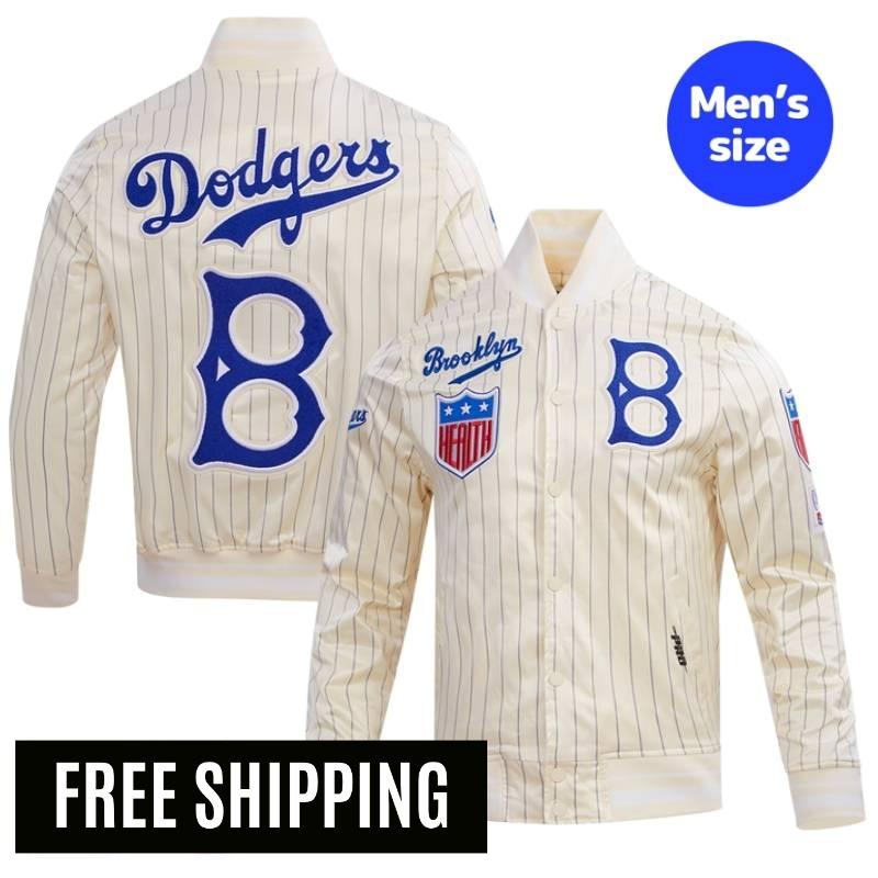【送料無料】 MLB 正規品 メンズ アウター スタジャン サテンジャケット ナイロンジャンパー ブルックリン・ドジャース 大谷翔平 山本由伸 佐々木朗希 BROOKLYN DODGERS PINSTRIPE RETRO CLASSIC MEN RIB SATIN JACKET プロスタンダード Pro Standard
