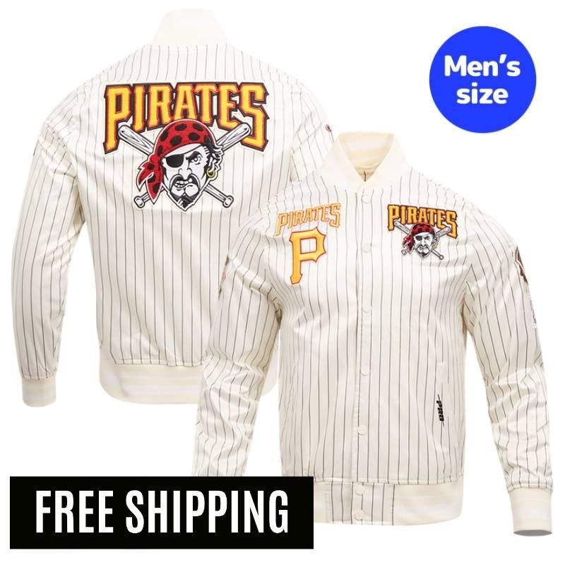 【送料無料】 MLB 正規品 メンズ アウター スタジャン サテンジャケット ナイロンジャンパー ピッツバーグ・パイレーツ PITTSBURGH PIRATES PINSTRIPE RETRO CLASSIC MEN'S RIB SATIN JACKET プロスタンダード Pro Standard｜USキッズウェア店