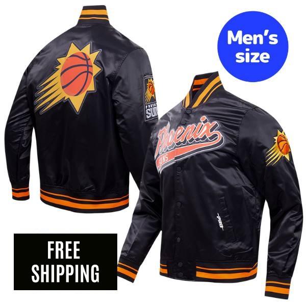 【送料無料】 Pro Standard プロスタンダード NBA メンズ アウター スタジャン ナイロンジャケット バーシティジャケット ジャンパー フェニックス・サンズ ケビン・デュラント デビン・ブッカー PHOENIX SUNS SCRIPT TAIL SATIN JACKET｜USキッズウェア店