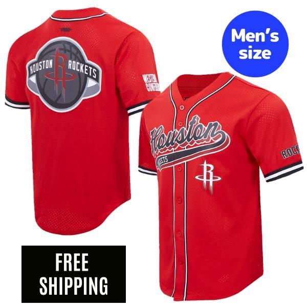 【送料無料】 NBA アイテム メンズ ジャージ ユニフォームトップ 半袖トップス Tシャツ Pro Standard プロスタンダード ヒューストン・ロケッツ HOUSTON ROCKETS SCRIPT TAIL MEN'S MESH BUTTON DOWN SHIRT｜USキッズウェア店
