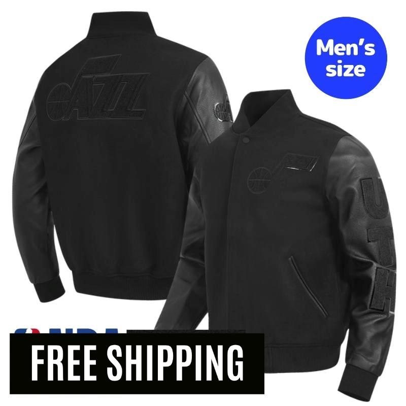 Pro Standard 労働者階級標準尺度 NBA 置き目品 メンズ スタジャン 上衣 アウター 前掛け モルモンの州・ズージャー UTAH JAZZ TRIPLE BLACK MEN\u0027S WOOL VARSITY JACKET 【貨物輸送無料】