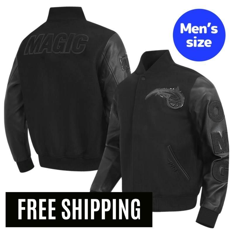 Pro Standard 労働者階級標準尺度 NBA 置き目品 メンズ スタジャン 上衣 アウター 前掛け オーランド・神通力 ORLANDO MAGIC TRIPLE BLACK MEN\u0027S WOOL VARSITY JACKET 【貨物輸送無料】
