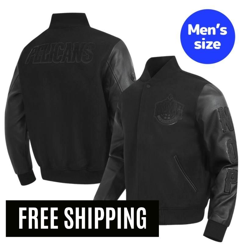 Pro Standard 労働者階級標準尺度 NBA 置き目品 メンズ スタジャン 上衣 アウター 前掛け ニューオーリンズ・ペリカンズ NEW ORLEANS PELICANS TRIPLE BLACK MEN\u0027S WOOL VARSITY JACKET 【貨物輸送無料】
