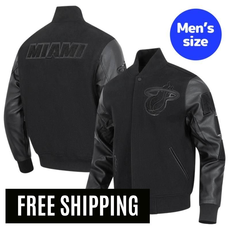 Pro Standard 労働者階級標準尺度 NBA 置き目品 メンズ スタジャン 上衣 アウター 前掛け マイアミ・ヒート MIAMI HEAT TRIPLE BLACK WOOL MEN\u0027S VARSITY JACKET 【貨物輸送無料】